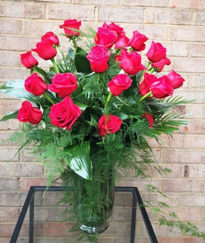 roses in a vase for same day delivery in Croydon, South London, UK